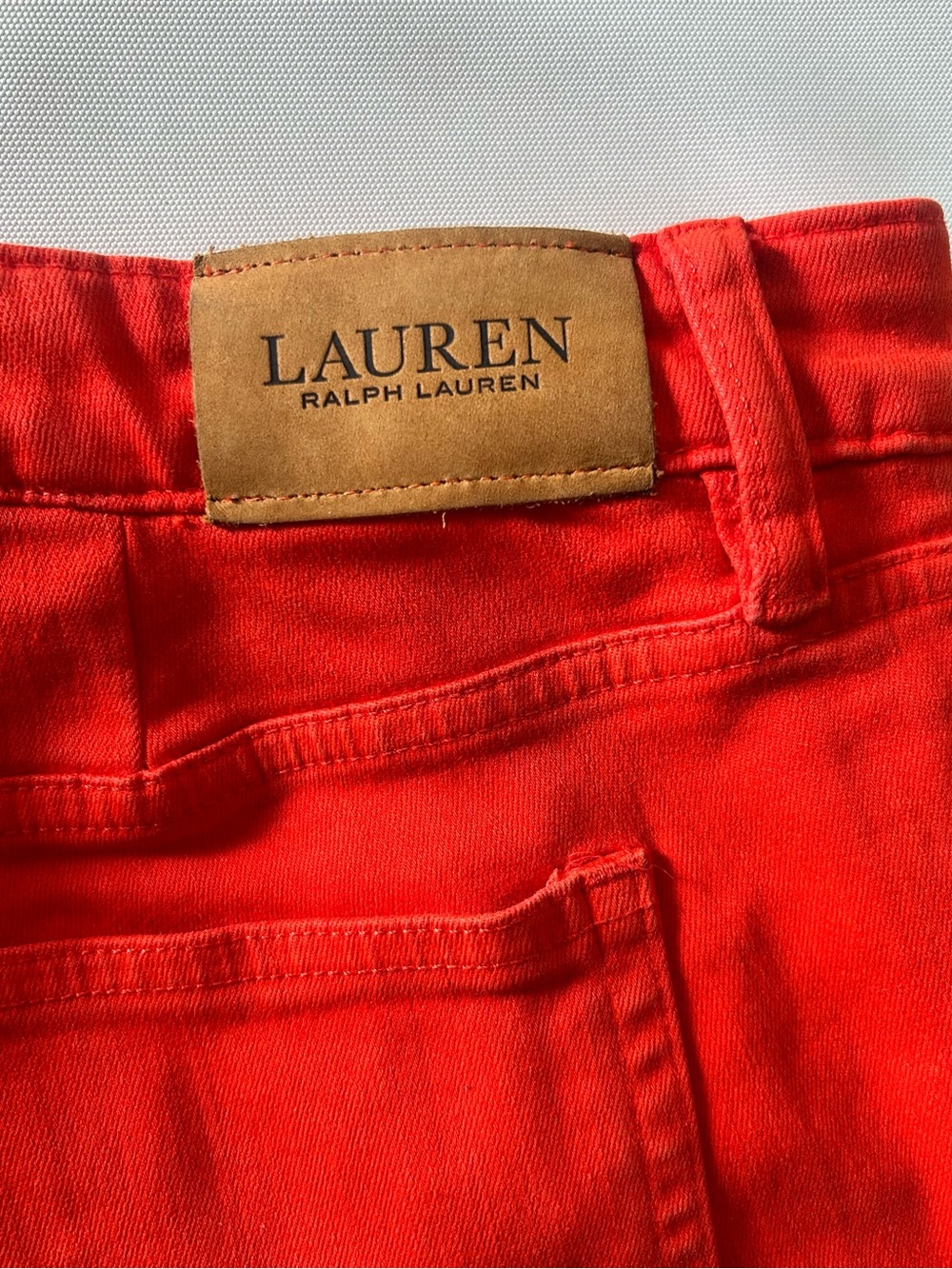 Lauren by Ralph Lauren Women's Red-Orange Premier Skinny Ankle Jeans